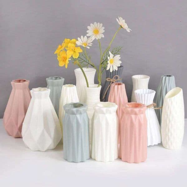 Nordic Imitation Ceramic Plastic Flower Vase Pot Home Living Room Desktop Decoration Wedding Centerpiece Arrangement 26Y0324