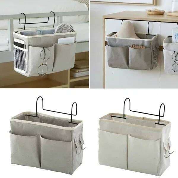 New Basket Hanging Rack Bed Remote Control Bookshelf Dormitory Storage Bag Stand with Hook Bedside Pocket 26Y0323