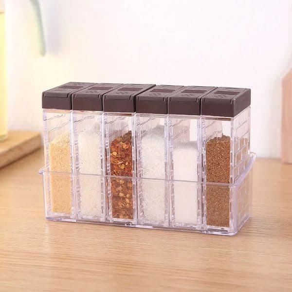 6pcs/Set Spice Storage Spice Jar Rack Seasoning Box Salt and Pepper Sprayer Container Kitchen Spice Storage Bottle Tools JU31804 260316
