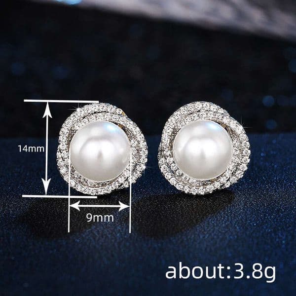 Mermaid's Tears Imitation Pearl Twisted Design Micro-Inlaid Moissanite Flower Earrings Direct from Manufacturer