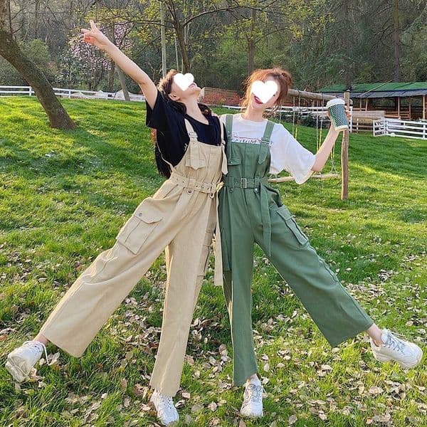 Ins Celebrity Overalls Set For Designer Pants Female Students Korean Version Loose Slimming Summer New Style One-piece Wide-leg Pants Trendy