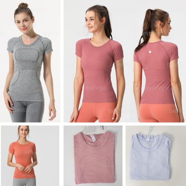 Women yoga clothing designer, quick drying gym workout morning run round neck short sleeve top summer breathable cotton slim fit sports T-shirt women