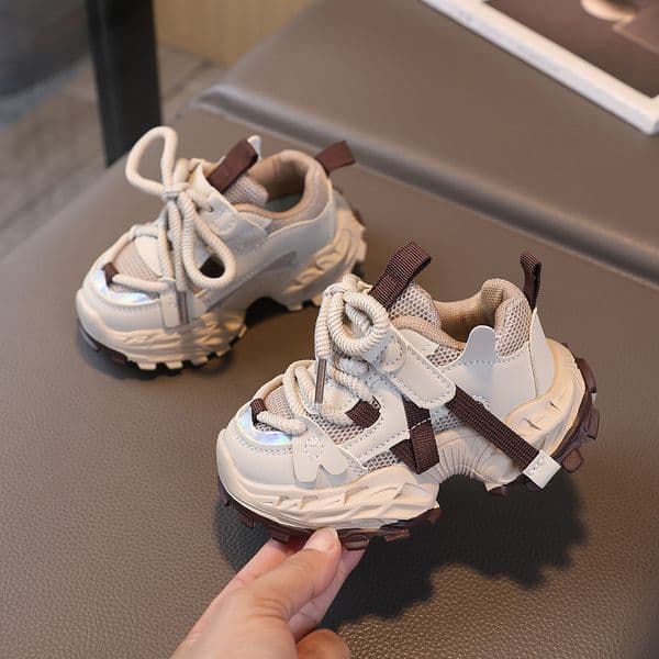 Fashion Kids Chunky Sneakers Breathable Mesh Outdoor Walking Shoes for Toddler Boys Girls Non-Slip Easy On/Off Outdoor Hiking School Shoes Free shipping