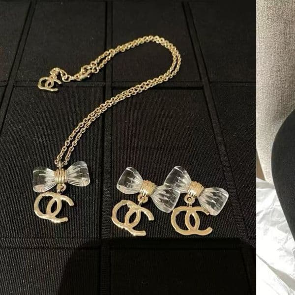 Designer Jewelry Channels New Transparent Bow Necklace Chain Choker Sweet Cool Sweet Temperament Collarbone Chain Versatile and Unique