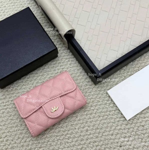 Card Holders wallet designer cardholder luxury mini purse Diamond pattern design Metal decorative fastener Fannypack Storage cards pink Clutch thumbnail 2