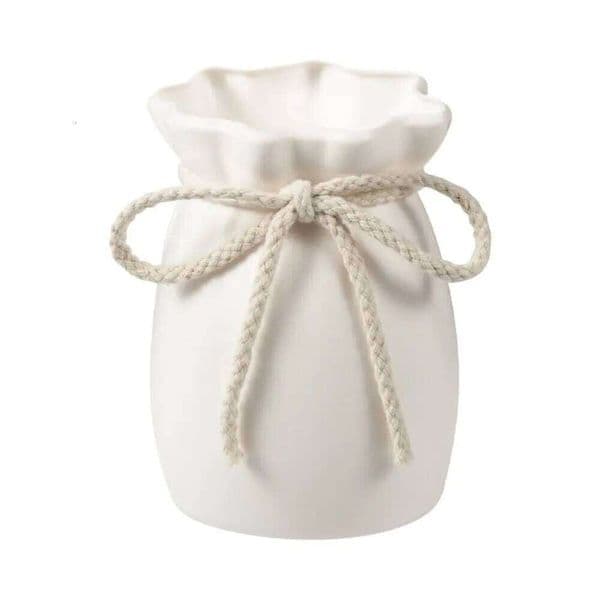 Home White Flower Vase Plastic Bow Design Creative Plant Bottle Desktop Decor Ornament Garden 26Y0324
