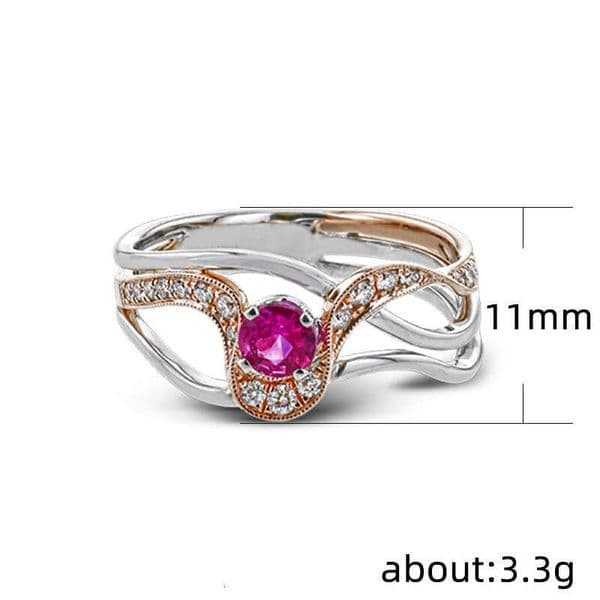 Jewelry fashion women's two-tone streamlined geometric Silver inlaid Moissanite ring popular jewelry wholesale