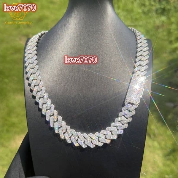 Fine Jewelry Hip Hop 925 Sterling Silver VVS Moissanite Diamond Iced Out Miami Big 16MM 20MM Cuban Link Chain Necklace for Men