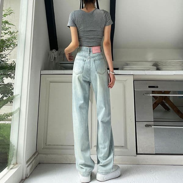 Light-colored Women's Jeans Summer Designer Pants 2026 New Style High-waisted Slimming Straight-leg Loose-fitting Drapey Narrow Wide-leg Pants For Autumn