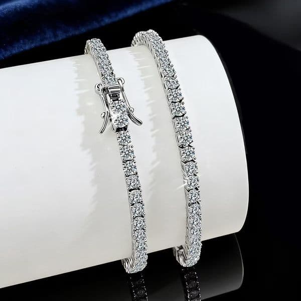 Men's diamond chilled tennis necklace - rose gold chain - trendy style - morganite chain necklace - jewelry - 3mm - 4mm - 5mm - 6.5mm