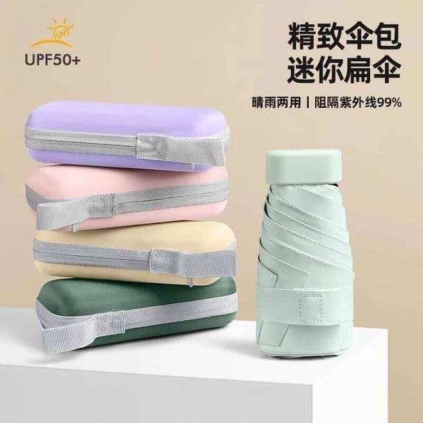 Mini Small Rain Umbrella Vinyl Folding UV Ultraviolet Protection Sun Shade Pocket Parasol Capsule 26Y0324