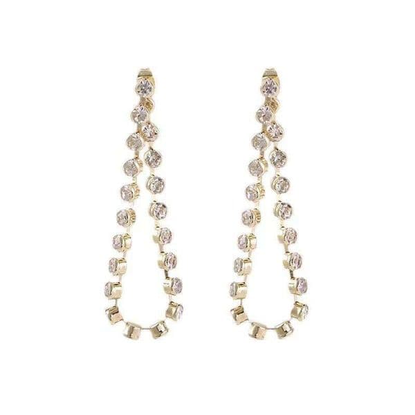 Korean-style elegant and sophisticated rhinestone teardrop earrings, long style, trendy, light luxury, high-end zircon earrings for women