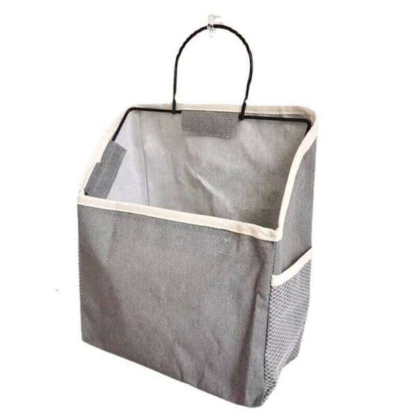 1Pc Wall Mounted Storage Fabric Hanging Basket Bedroom Organizer Bag Book Magazines Phone Holder Hook 26Y0324