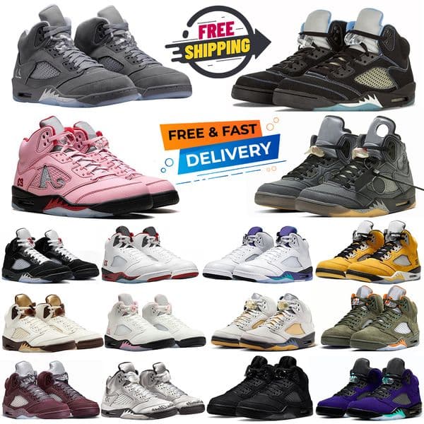 Designer 5 5s Basketball shoes 5s Wolf Grey 5s Racer Blue Halloween Bubblegum 35th Anniversary Fire Red Black Metallic Grape Reimagined Men Women Sneakers