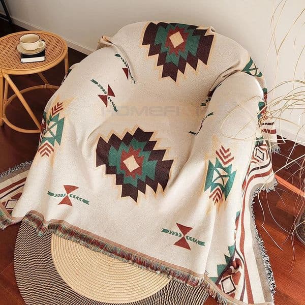 Aztec Blanket Oversized Boho Throw with Fringe Southwestern Geometric Tapestry Vintage Woven Blankets DoubleS 260324