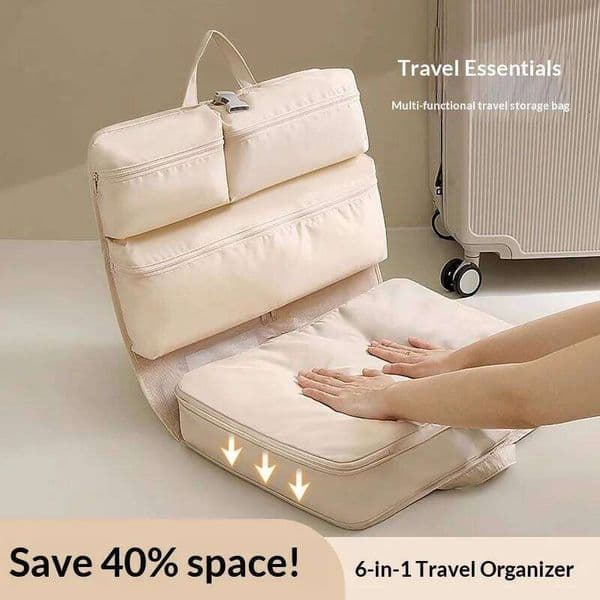 Portable Travel Compression Packing Cubes Set 6 Way Organized Storage Clothes Foldable Hanging Design for Suitcase Luggage 26Y0324