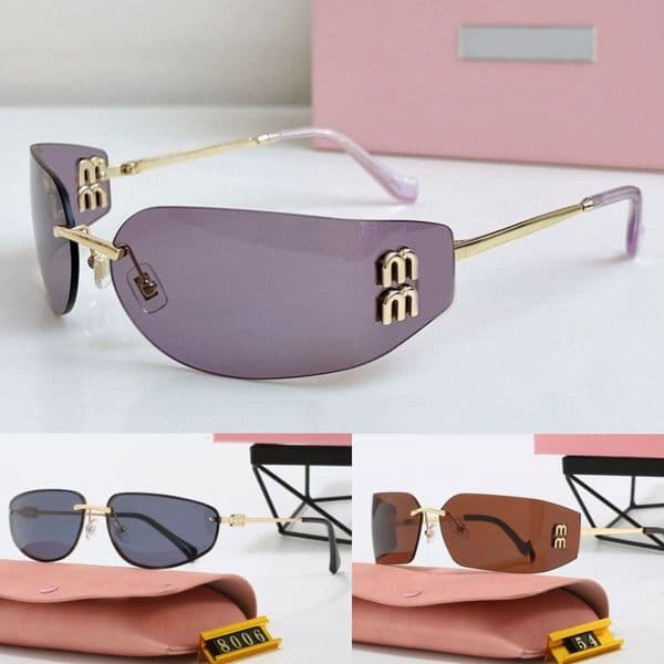 designer sun glasses women lunxury sunglasses Frameless glasses Curved mirror-shaped hairband glasses men Shades Eyewear Men Vintage Sun Glasses With Box Case dd08