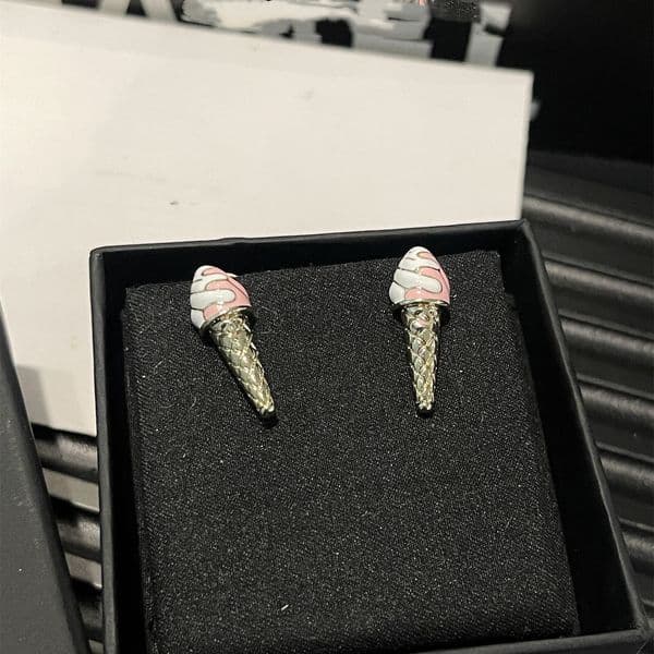 Designer Women Studs Silver Plated Ice Cream Pink Colors Fashion Luxury Stud Earrings Wedding Jewelry Holiday Gift high quality