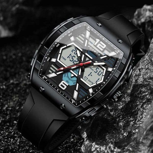 FOXBOX Square Chronograph Wrist Watches For New Original Luxury Men's Electronic Military Waterproof Quartz Men Watch