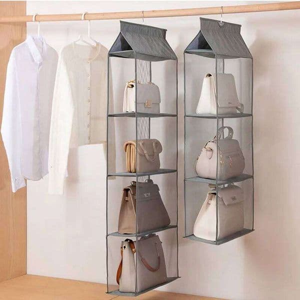 Wardrobe Closet Hanging Handbag Organizer Sundry Shoe Bag with Hanger Pouch Transparent Storage 26Y0324