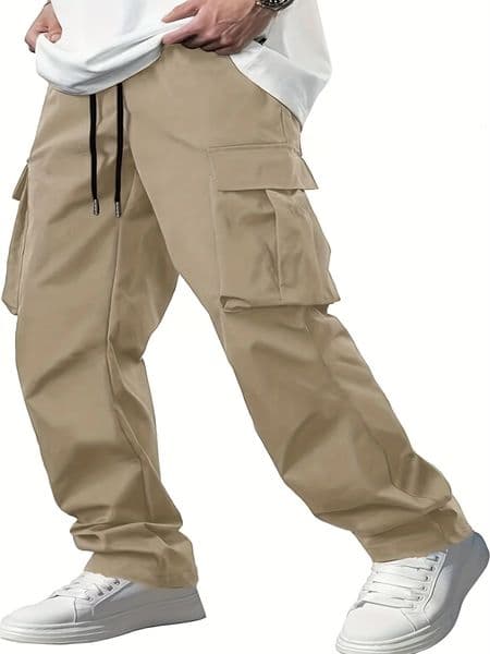 2025 mens workwear pants European and American mens loose straight casual pants mens workwear pocket pants 260323