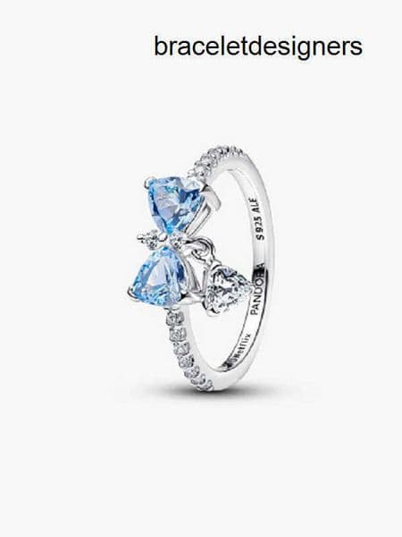 Silver Sterling Bridgerton 925 Blue Bow Ring