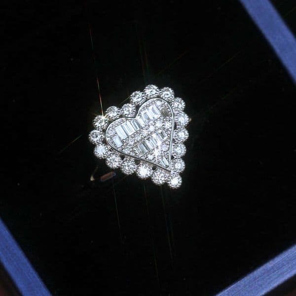 Love Element Series: Versatile Jewelry Geometric Hollow Moissanite Ring with Full Diamond Design Unique Personalized Jewelry