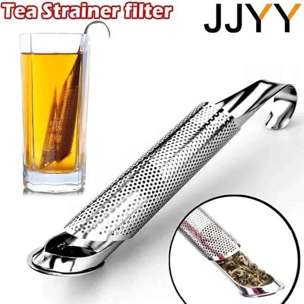 JJYY Ea Strainer Stainless Steel Pipe Design Touch Feel Holder Tool Tea Spoon Infuser Filter 26Y0324