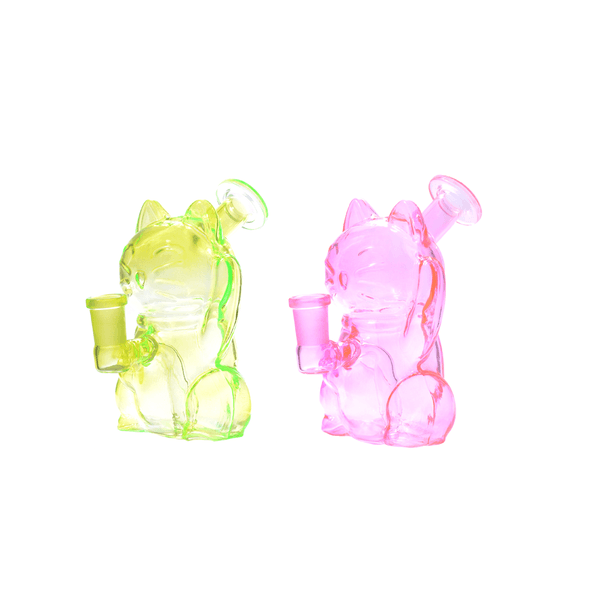 4.8 inch Lucky Cat Shape Cute 14mm Water Pipe Glass Bubbler Oil Burner Bong
