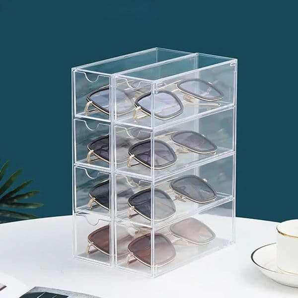 Acrylic Glasses Case Multifunctional Transparent Dustproof Desktop Organizer Creative Drawer Style Display Holder Sunglasses 260324