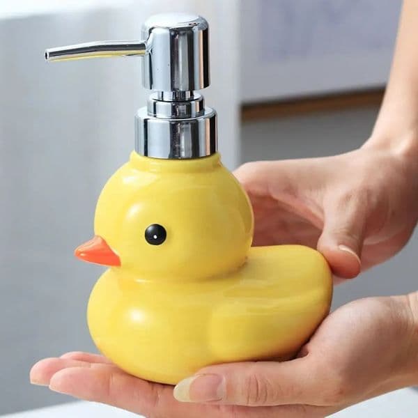 Ceramic Yellow Duck Soap Dispenser Cartoon Hand Sanitizer Bottle Shower Gel Shampoo Bathroom 260325