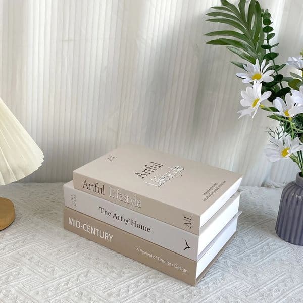 3 pieces of home decoration paper fake books exquisite simulation books brown white and beige home desktop decorationbedside 260318