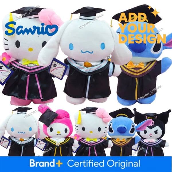 Anime Plush 25Cm Cinnamoroll My Melody Kuromi Hello Kitty Graduation Plushie Doll Kawaii Soft Stuffed Graduation Gifts