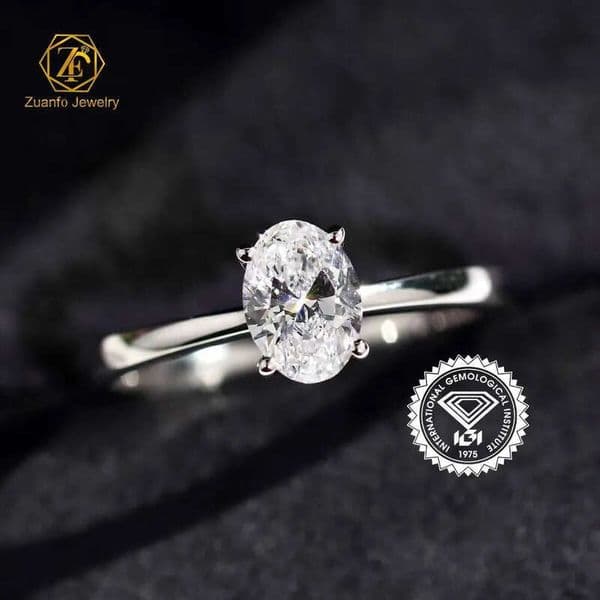 Luxury 18K Solid Gold 07CT Oval Cut Lab Grown Moissanite Engagement Wedding Ring for Women IGI GRC Certificate