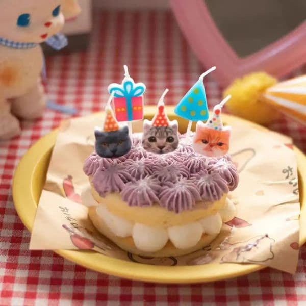 5PCS Cartoon Gift Candles Colored Cat Baking Decorations Kitten Boxes Party Dessert Plugins 260325