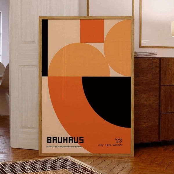 Modern Geometry Bauhaus School Orange Wall Art Prints Aluminum Frame Canvas Painting Poster Picture For Living Room Home Decor 26Y0325