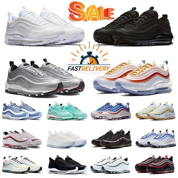 Running shoes for 97 mens womens Triple Black White Gold Silver Bullet Undefeated Black Green Metallic Gold Sports Sneakers