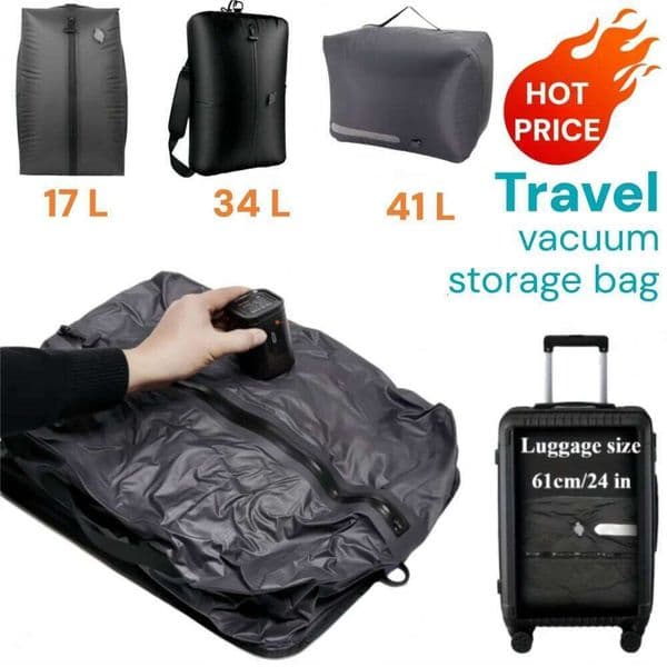 Compression Bags Camping,Travel Vacuum Clothing Storage Bags, Portable Space-Saver, Airtight Seal for Hiking Backpack 26Y0325