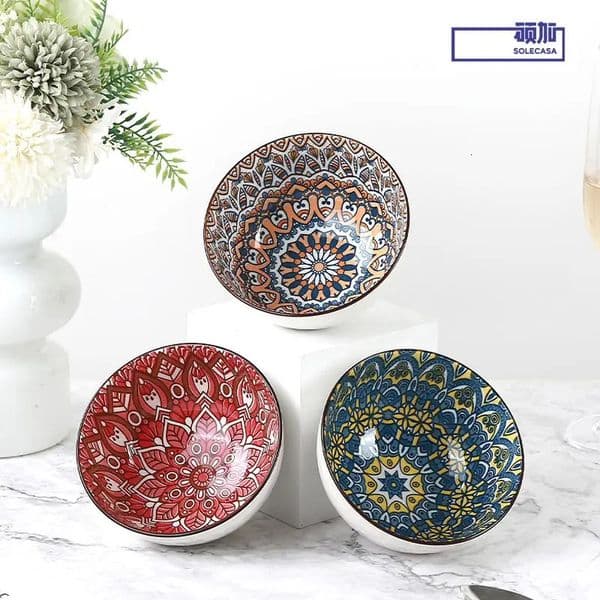 3Pcs Ceramic Bowl Set 45Inch Rice Microwave Safe Home Dinning Restaurant High Quality Soup 260325