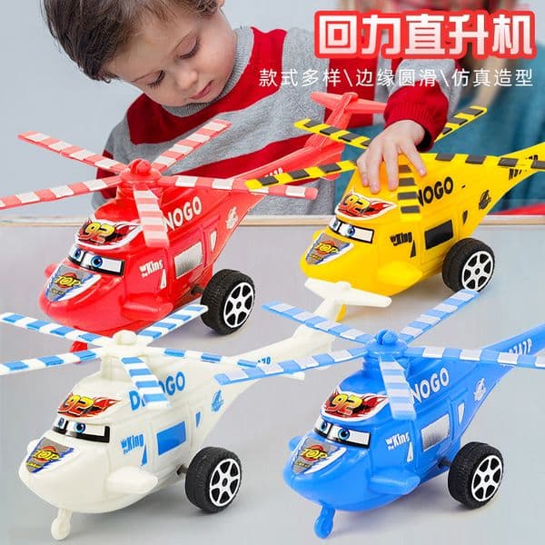 Pull Back Helicopter Toy Mini Cartoon Plane Model for Kids
