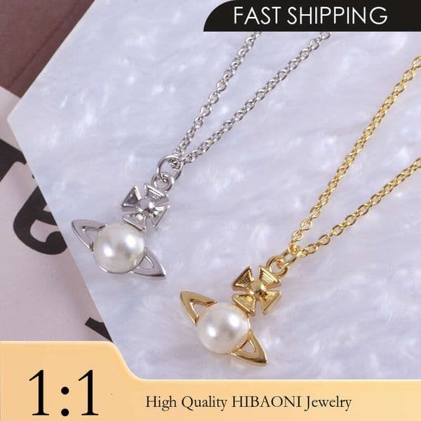 Hibaoni of European and American trendy brand accessories, three-dimensional pearl planet pendant necklace, niche luxury high-end, one-piece drop shipping,