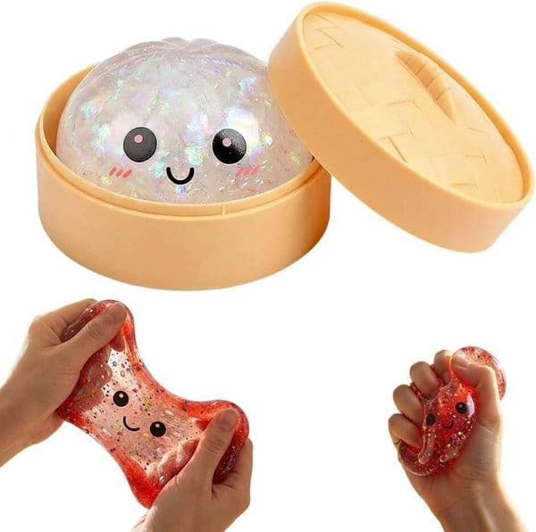 Glitter, Dumpling Glitter Squishies, Stress Relief Fidget, Soft Squeeze Decompression Dough, Giant Glitters Dumplings White C50
