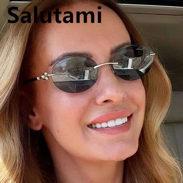 vintage alloy rimless sexy sunglasses for women new fashion brand small cat eye sun glasses men driving outdoor eyewear uv400 26W0325