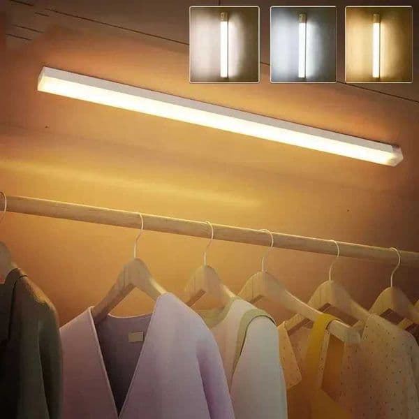 Night Light With Motion Sensor USB Rechargeable Night Lamp Wireless 3 Colors LED Kitchen Cabinet Room Bedside Table H260325