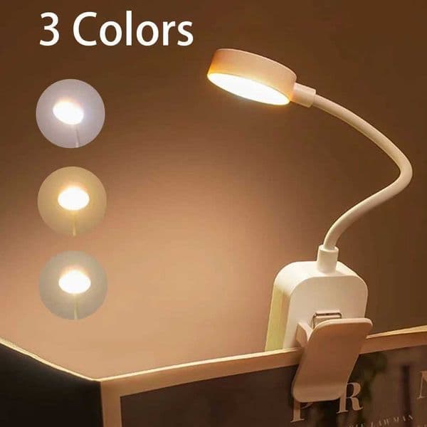 Runtow LED Clip On Book Light Portable Reading Light Battery Powered 3 Color Eye Protection Stepless Dimmable Mini Desk Lamp H260325