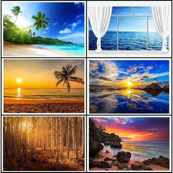 Beach Landscape Canvas Paintings Sunset Gold Sea Pictures Tropical Palm Tree Wall Art Poster Scenery Home Decor 26Y0325