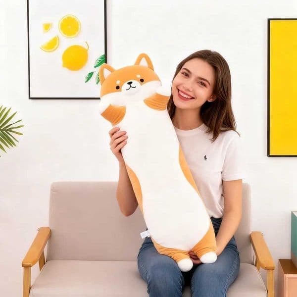 SNOWOLF Shiba Inu Dog Plush 60/80/100/120cm Cute Long Corgi Akita Soft Plush Toy Comfort Body Cushion Gifts for Girls Boy L260524J950