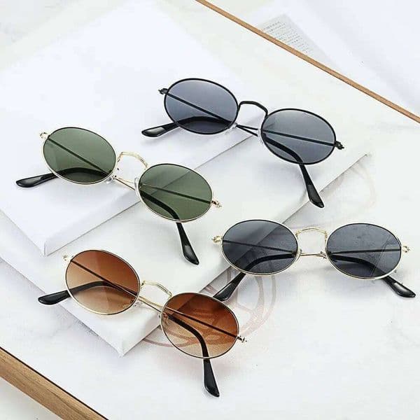 Oval Women Female Eyewear Driver Goggles Gold Small Retro Vintage Sexy Round Sunglasses Frame Streetwear Accessories 26W0325