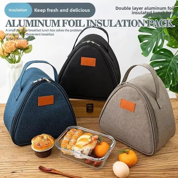 Portable Triangle Insulation Lunch Bag for Rice Vegetable Roll Milk Sand Egg Breakfast Keep Food Warm Cool 260325