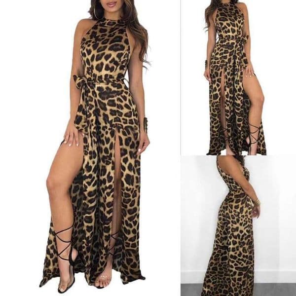 A5 2026 designer hopes sexy summer women's leopard print sleeveless lace up long shirt top